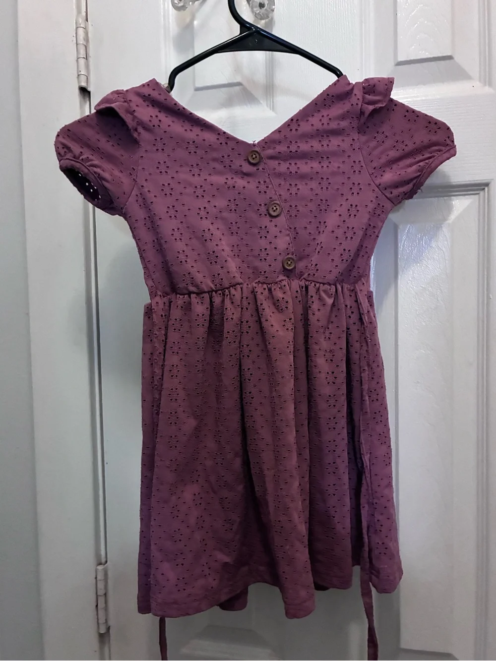Girls Purple Eyelet Ruffle Dress Size 4T